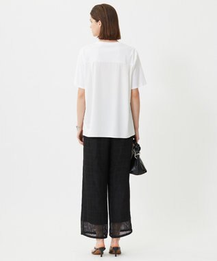 ICB L 【接触冷感・UVケア・洗える】シルケットスムースコンビ Tブラウスカットソー オフホワイト系