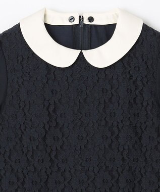 組曲 KIDS 【150-170cm】シフォンプリーツコンビ ワンピース ネイビー系