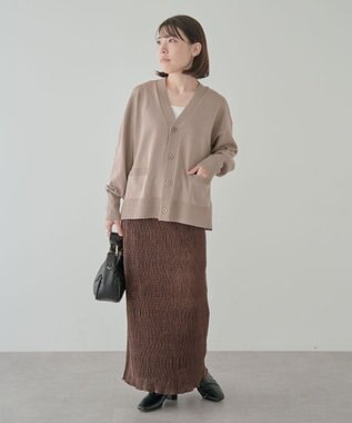 Green Parks 洗える　Ｖネックカーディガン Gray Beige