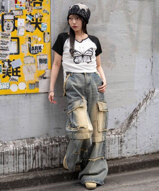 WEGO キーネックサイドレースアップちびT 柄8