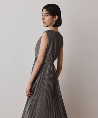 GRACE CONTINENTAL ブライトメッシュワンピース グレー