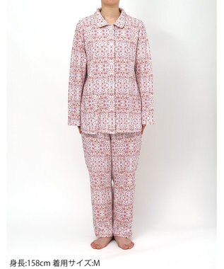 WACOAL ワコール_リラックス＆スリープ パジャマ 綿100%(本体) あったか 長袖 長ズボン ミントン レディース NDW459 /ワコール ホワイト