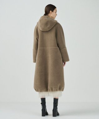 GRACE CONTINENTAL ウールボアムートンフードコート カーキ