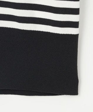 組曲 L ドライタッチ 5分袖カーディガン ブラック×オフ系1