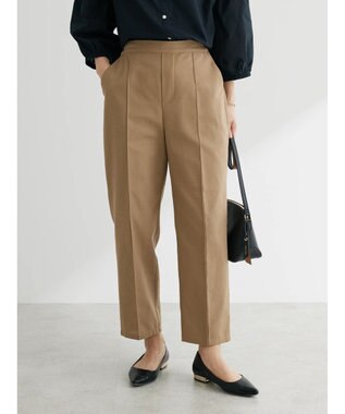 Green Parks 綿麻混イージーテーパードパンツ Dark Beige