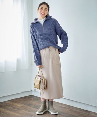 ANY 【WEB限定/洗濯機可能/ウエストゴム/ストレッチ/吸湿発熱】エニィーヒートスカート ベージュ