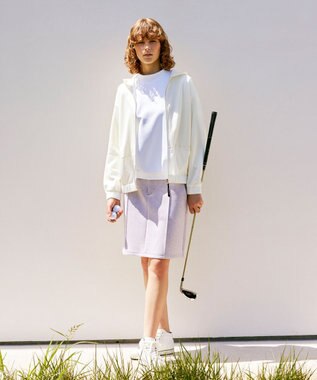 23区GOLF 【23Fondation/WOMEN】コンビ素材 フーディパーカー ホワイト系