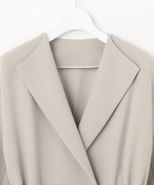 自由区 【洗える】ライトダブルクロス ノーカラーコート サンドベージュ