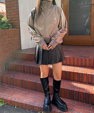 WEGO スエードポンチクロップドトラックジャケット ブラウン