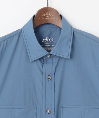 JOSEPH ABBOUD MOUNTAIN 【軽量/ECO撥水/ストレッチ/男女兼用】ライトワッシャー アウトドアシャツ サックスブルー系