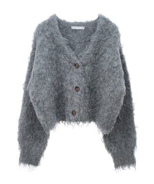 Green Parks armonia．シャギーショートカーディガン Gray