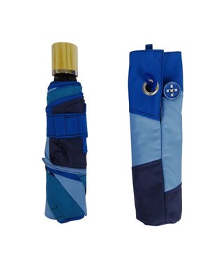 +RING 【限定/日本製】レディース向け パッチワーク プラスリング 折傘50cm BLU SR318 青