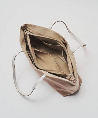 russet バイカラーレザーハンドルトートバッグ(SF-279) PinkBeige