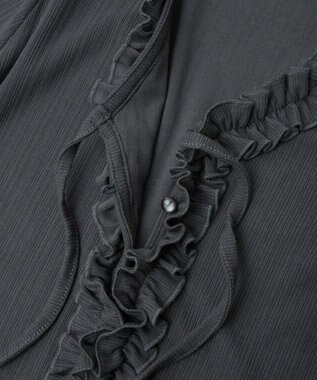 earth music&ecology フリルカットリブカーディガン Charcoal Gray