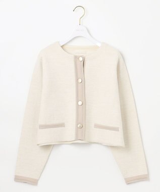 ANY SIS バイカラーラメニット カーディガン オフ×ベージュ