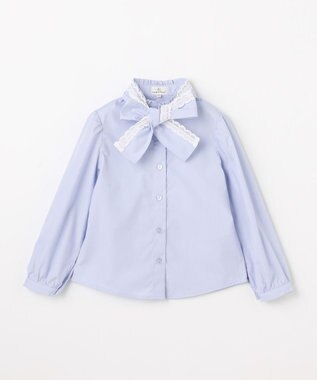 組曲 KIDS 【110-140㎝】 レースリボンタイブラウス サックスブルー