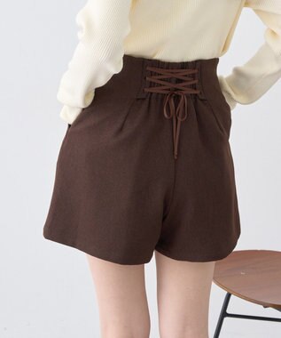 earth music&ecology バックレースアップショートパンツ Brown