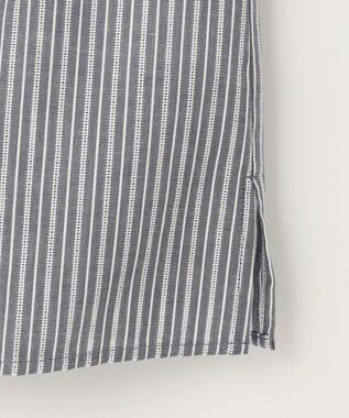 J.PRESS LADIES 【洗える】BEZ空羽ストライプ クルーネック ブラウス ネイビー系1