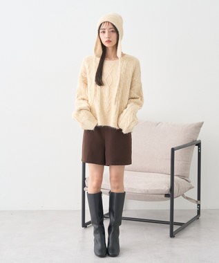 earth music&ecology バックレースアップショートパンツ Brown