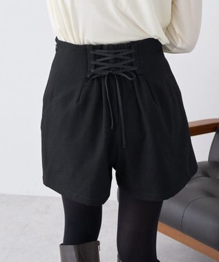 earth music&ecology バックレースアップショートパンツ Black