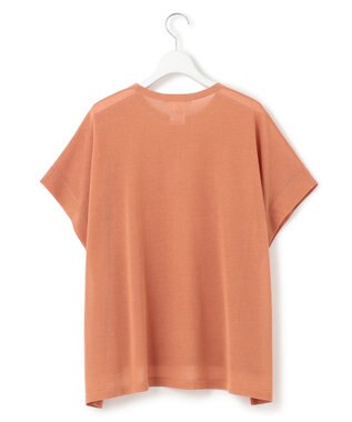 23区 【洗える】ライトシアー ハーフスリーブ ニット ライトオレンジ系