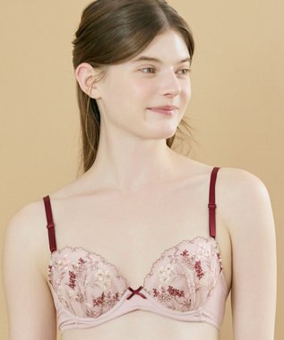 une nana cool ボタニカル柄のレースが華やか　Botanic Garden　3/4カップブラ スモークピンク