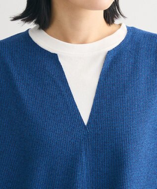 Green Parks 柄圧縮ポンチキーネックプルオーバー Blue