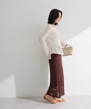 Green Parks クロシェニットスカート White