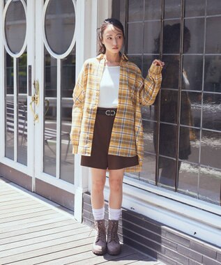 earth music&ecology ベルト付きタブデザインショートパンツ Brown