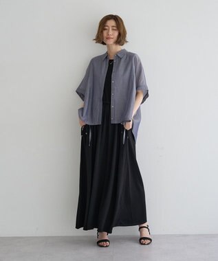 YECCA VECCA サイドスリットドロストシャツ Navy