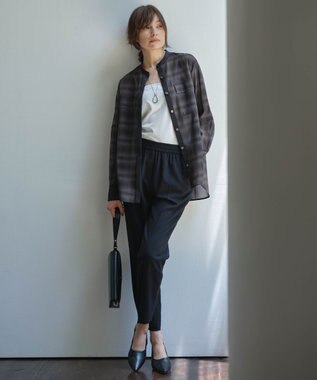 ICB 【UVカット・洗える】ウール2WAYストレッチ ドロストパンツ ブラック系