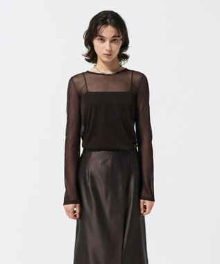 GRACE CONTINENTAL シアークルーニットトップ ブラウン