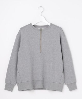 J.PRESS LADIES L 裏毛 ハーフジップ プルオーバー グレー系