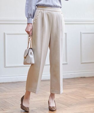 ANY SIS 【美人百花11月号掲載】パール調ポイントツイル パンツ 【WEB・一部店舗限定】 アイボリーベージュ