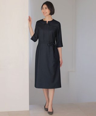 J.PRESS LADIES L 【定番人気・セットアップ対応】OXIJEWEL ストレッチ ワンピース ネイビー系