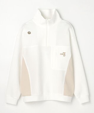 PW CIRCULUS 今が旬トップス！【ドライな肌触り / UV遮蔽率98.9% UVカット / ストレッチ】【WOMEN】ワッフルハーフジップ  ゴルフウェア レディース ホワイト系