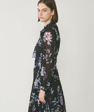 GRACE CONTINENTAL フラワーレイヤーワンピース ブラック