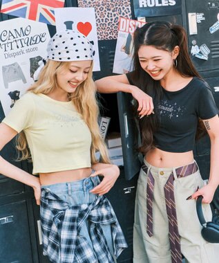 WEGO ロゴスタッズクロップドT イエロー