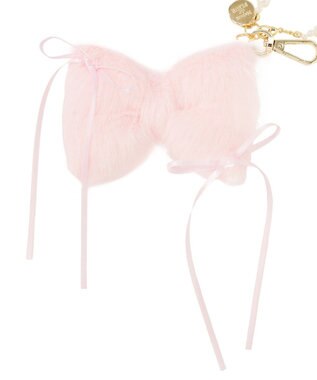Maison de FLEUR フェイクファーリボンチャーム Pink