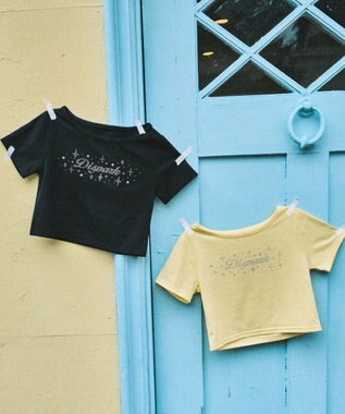 WEGO ロゴスタッズクロップドT イエロー