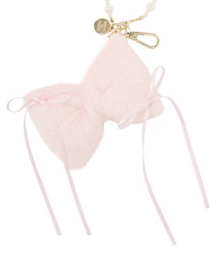Maison de FLEUR フェイクファーリボンチャーム Pink