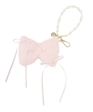 Maison de FLEUR フェイクファーリボンチャーム Pink