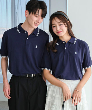 WEGO 【26年春夏新カラー登場/ユニセックス着用ITEM/SMLサイズ展開】U.S. POLO ASSN.別注ラインポロシャツ ネイビー