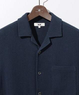 JOSEPH ABBOUD 【JAPANファブリック・ストレッチ】ラッセルメッシュ 半袖シャツ ネイビー系