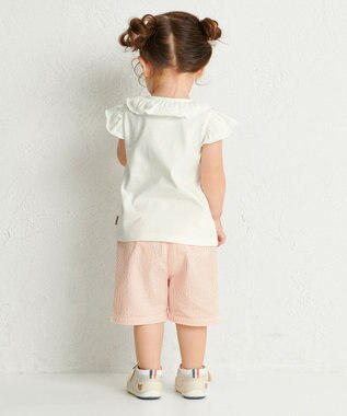 MIKI HOUSE HOT BISCUITS 【80-120cm】サッカー素材 5分丈パンツ オレンジ