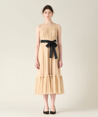 GRACE CONTINENTAL プリーツロングドレス ベージュ