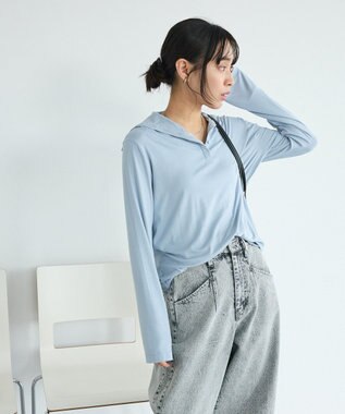 CRAFT STANDARD BOUTIQUE ハイネックハーフボタンプルオーバー Light Blue