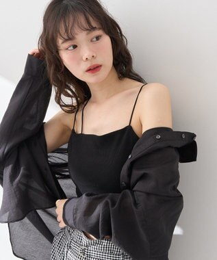 earth music&ecology アシメショルダーショートキャミソール Black