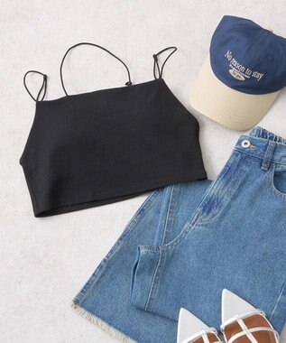 earth music&ecology アシメショルダーショートキャミソール Black