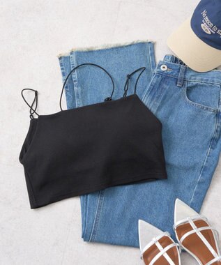 earth music&ecology アシメショルダーショートキャミソール Black